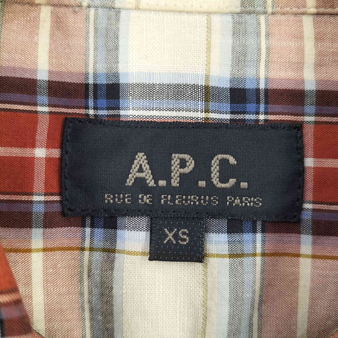 アーペーセー A.P.C. チェック コットン リネン 長袖 ボタンダウン シャツ メンズ XS