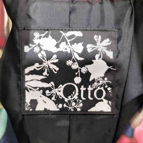 オット otto ショールカラー フラワー ペイントアート ダウン コート レディース