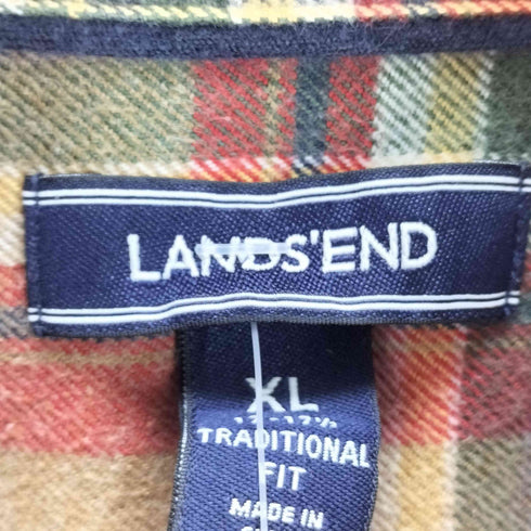 ランズエンド LANDS END ボタンダウンチェックネルシャツ メンズ JPN:XL