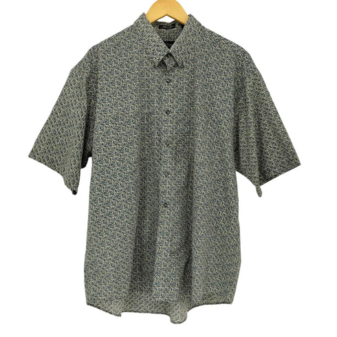 ヴァンヒューゼン VAN HEUSEN 90S WRINKLE FREE 総柄オーバーサイズ S/S ボタンダウンシャツ メンズ import:XL