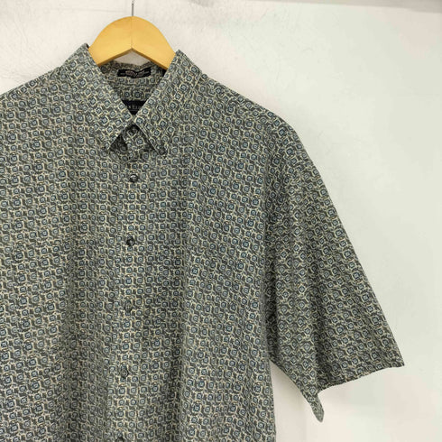 ヴァンヒューゼン VAN HEUSEN 90S WRINKLE FREE 総柄オーバーサイズ S/S ボタンダウンシャツ メンズ import:XL
