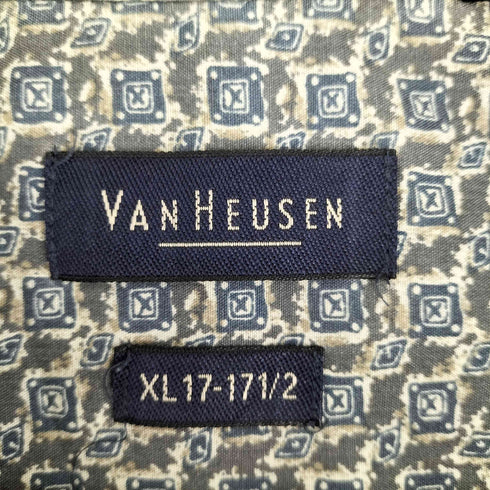 ヴァンヒューゼン VAN HEUSEN 90S WRINKLE FREE 総柄オーバーサイズ S/S ボタンダウンシャツ メンズ import:XL