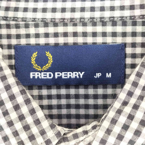 フレッドペリー FRED PERRY 月桂樹ロゴ 刺繍 ギンガムチェック 長袖 シャツ メンズ M