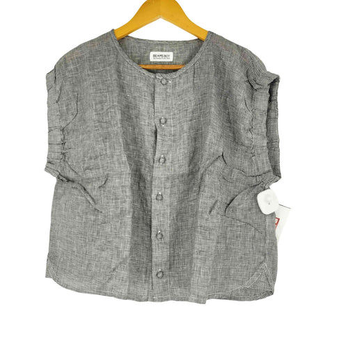 ビームスボーイ BEAMS BOY リネン ギャザー フレンチスリーブ シャツ レディース