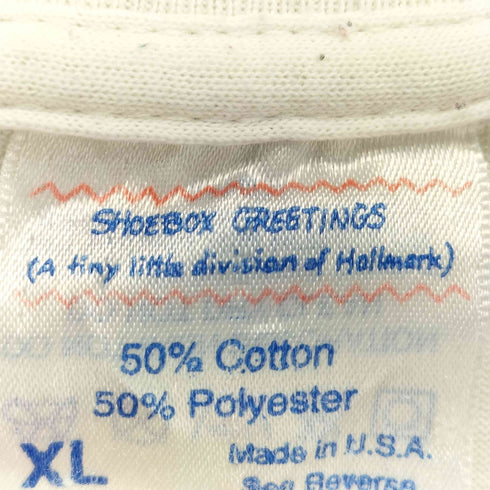 90s SHOEBOX GREETINGS USA製 シングルステッチ メッセージプリント クルーネックTシャツ メンズ import:XL