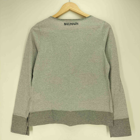 バルマンパリ BALMAIN PARIS バックロゴ 刺繍 スイッチング 切替 L/S 長袖 ボーダー カットソー レディース 11