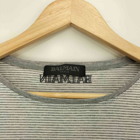 バルマンパリ BALMAIN PARIS バックロゴ 刺繍 スイッチング 切替 L/S 長袖 ボーダー カットソー レディース 11