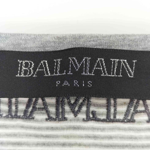 バルマンパリ BALMAIN PARIS バックロゴ 刺繍 スイッチング 切替 L/S 長袖 ボーダー カットソー レディース 11