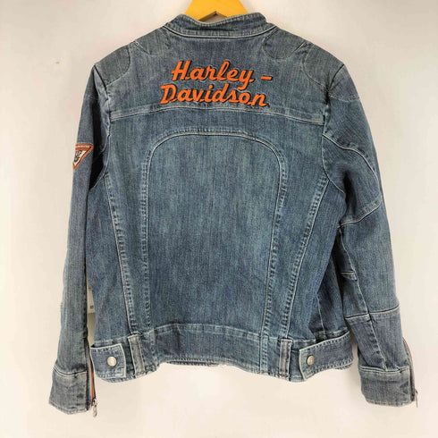 ハーレーダビッドソン HARLEY-DAVIDSON ワッペン刺繍 デニムライダースジャケット レディース
