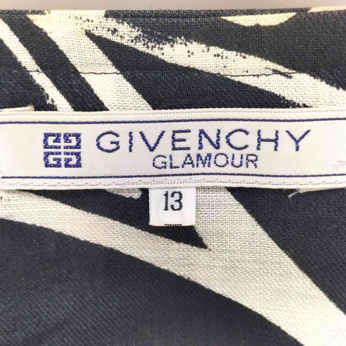 ジバンシィ GIVENCHY 80-90S 総柄 リネン 100 パワーショルダー 2B 半袖 ノーカラージャケット メンズ JPN:13号
