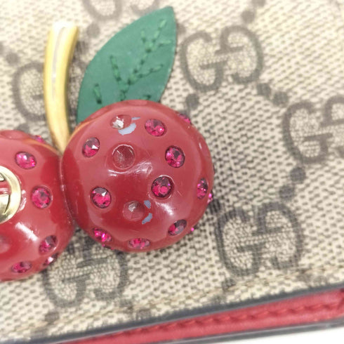 グッチ GUCCI サクランボ チェルー GGスプリーム 二つ折り 財布 レディース