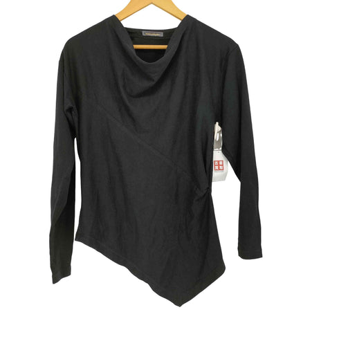 イッセイミヤケ ISSEY MIYAKE 80s 筆タグ ドレープネック アシンメトリー 長袖 カットソー レディース JPN:9号