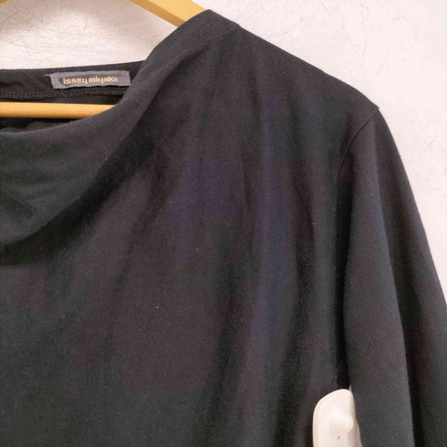 イッセイミヤケ ISSEY MIYAKE 80s 筆タグ ドレープネック アシンメトリー 長袖 カットソー レディース JPN:9号