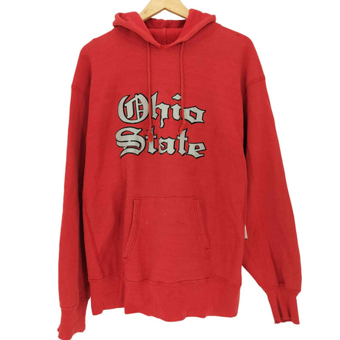 チャンピオン Champion 83~85 トリコタグ中期 USA製 REVERSE WEAVE OHIO STATE ラバープリント ハトメ 袖目無し カレッジ プルオーバーパーカー メンズ import:XL