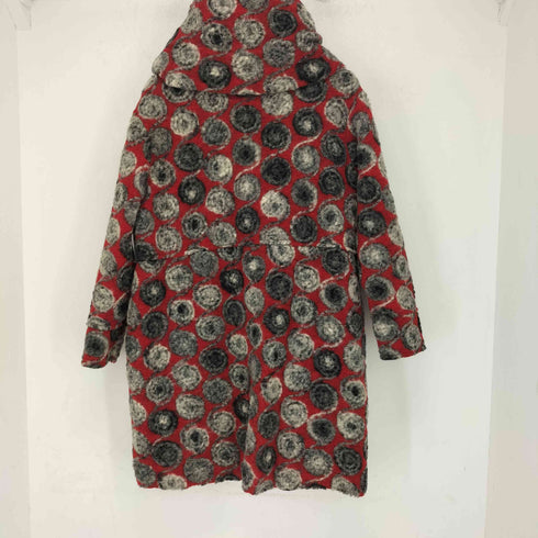 コイビトミサキ koibito misaki イタリア製 ビッグカラー ウール混 マルチカラー 総柄 コート レディース M-L