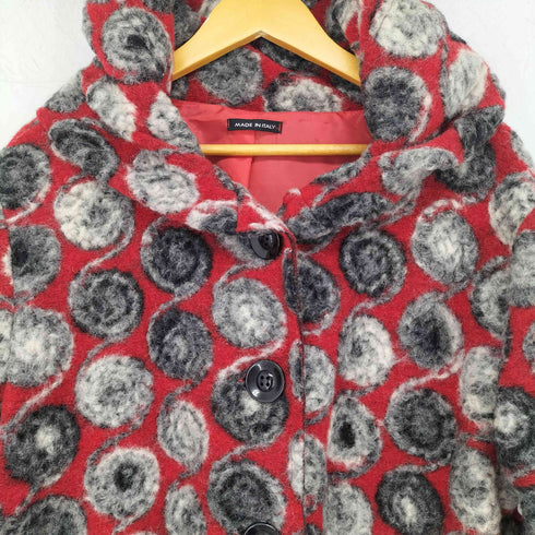 コイビトミサキ koibito misaki イタリア製 ビッグカラー ウール混 マルチカラー 総柄 コート レディース M-L