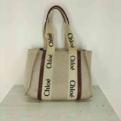 クロエ Chloe WOODY ミディアム トート キャンバス レザー レディース