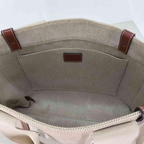 クロエ Chloe WOODY ミディアム トート キャンバス レザー レディース