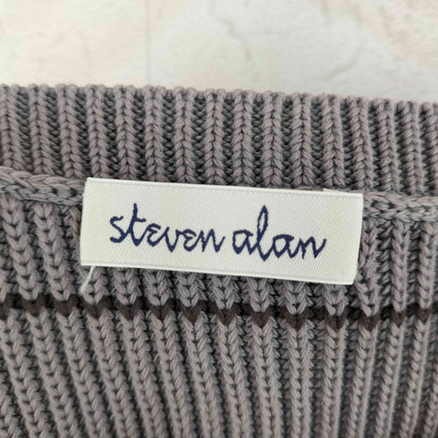 スティーブンアラン Steven Alan GASS COTTON BORDER V-NECK KNIT VEST ガスコットン ボーダー Vネック ニットベスト メンズ L