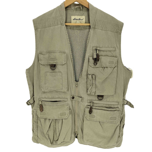 エディーバウアー Eddie Bauer 90S 白タグ 裏地メッシュ Dカン フラップポケット フィッティングベスト メンズ import:M