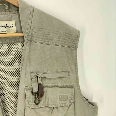 エディーバウアー Eddie Bauer 90S 白タグ 裏地メッシュ Dカン フラップポケット フィッティングベスト メンズ import:M