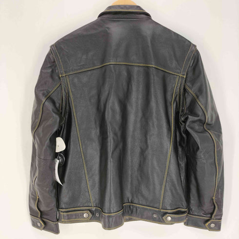 bo mike ronny 1998 LEATHER GARMENTS ステッチデザイン 2WAY レザー トラックジャケット メンズ import:L