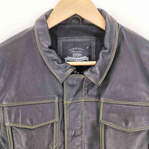 bo mike ronny 1998 LEATHER GARMENTS ステッチデザイン 2WAY レザー トラックジャケット メンズ import:L