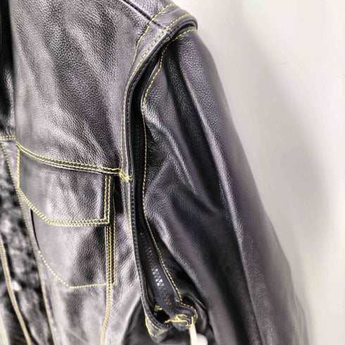 bo mike ronny 1998 LEATHER GARMENTS ステッチデザイン 2WAY レザー トラックジャケット メンズ import:L