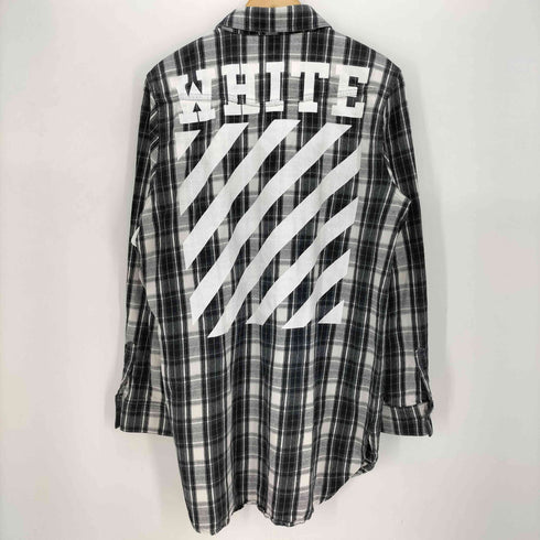 オフホワイト OFF-WHITE ダイアゴナルプリント チェック L/S ネルシャツ メンズ import:L