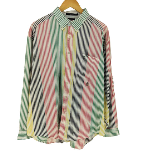 トミーヒルフィガー TOMMY HILFIGER 90s ストライプ BD クレイジーパターンシャツ メンズ XL