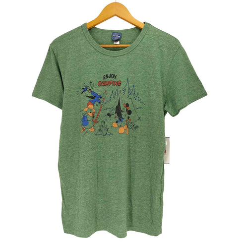 レーヨン混 キャラクタープリント Enjoy Camping クルーネックTシャツ メンズ import:L