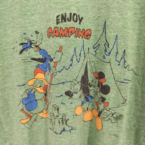 レーヨン混 キャラクタープリント Enjoy Camping クルーネックTシャツ メンズ import:L