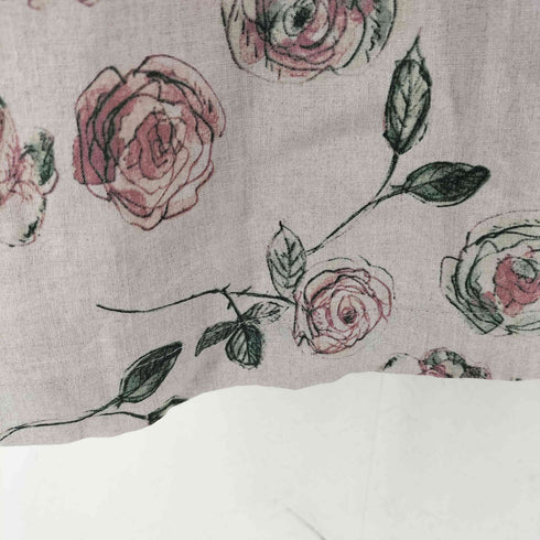 コットンハウスアヤ Cotton House Aya 花柄 薔薇模様 リネン 半袖 ワンピース レディース M