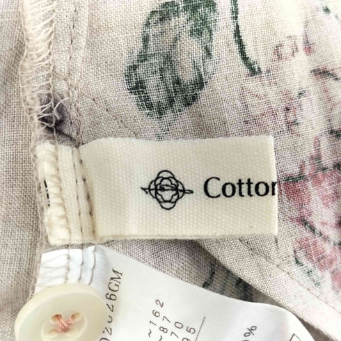 コットンハウスアヤ Cotton House Aya 花柄 薔薇模様 リネン 半袖 ワンピース レディース M