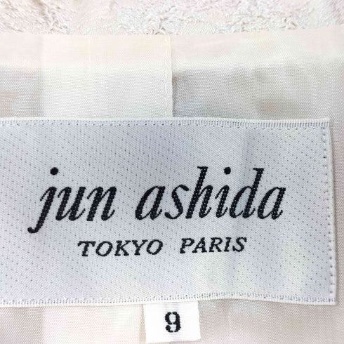 ジュンアシダ jun ashida シルク混 ビジューボタン ノーカラージャケット スカート セットアップ フォーマル ドレス レディース 9
