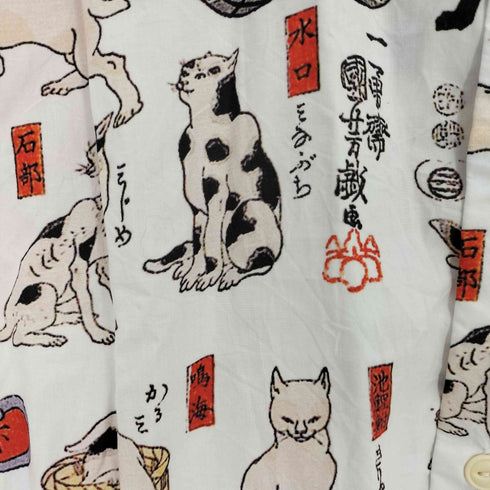 KARAKU 「其のまま地口・猫飼好五十三疋 」アロハシャツ メンズ M