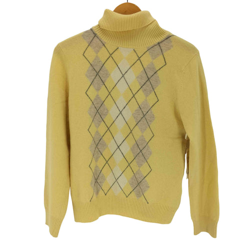 LEMIORE CASHMERE カシミヤ100% タートルネック アーガイル柄 ニット レディース JPN:L