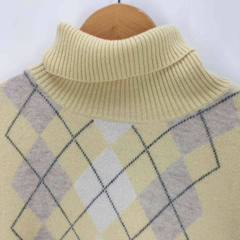 LEMIORE CASHMERE カシミヤ100% タートルネック アーガイル柄 ニット レディース JPN:L