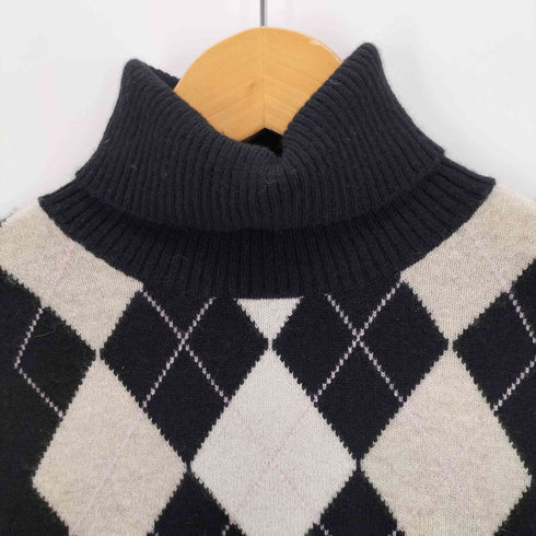 LEMIORE CASHMERE カシミヤ100% タートルネック アーガイル柄 ニット レディース JPN:L
