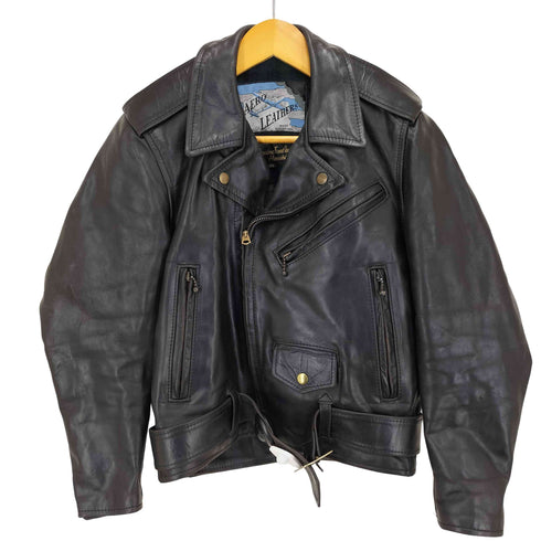 AERO LEATHER フロントクウォーター ホースハイド レザー ダブル ライダース ジャケット メンズ US:34