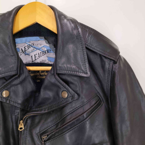 AERO LEATHER フロントクウォーター ホースハイド レザー ダブル ライダース ジャケット メンズ US:34