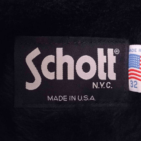 ショット Schott USA製 641 ボアライナー付き レザー シングル ライダース ジャケット メンズ 32