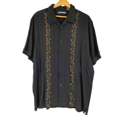 ジョンヘンリー JOHN HENRY 開襟 刺繍デザイン 半袖 シャツ メンズ import:XL