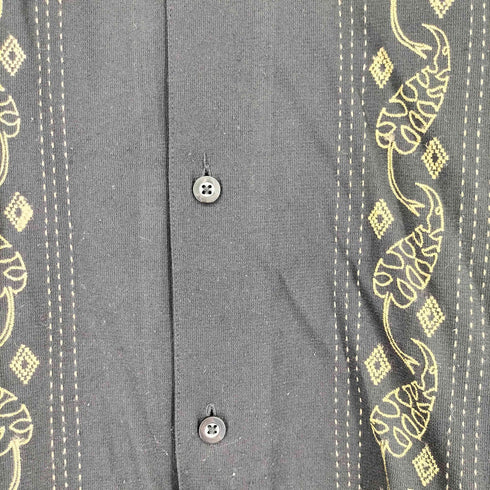 ジョンヘンリー JOHN HENRY 開襟 刺繍デザイン 半袖 シャツ メンズ import:XL
