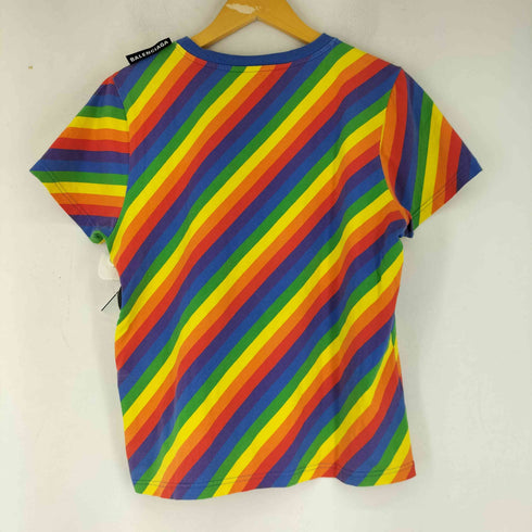 バレンシアガ BALENCIAGA RAINBOW PRINT COTTON T SHIRT レディース import:L