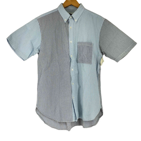 ピルグリムサーフプラスサプライ Pilgrim Surf+Supply シアーサッカー ストライプ柄 半袖 BDシャツ メンズ JPN:S
