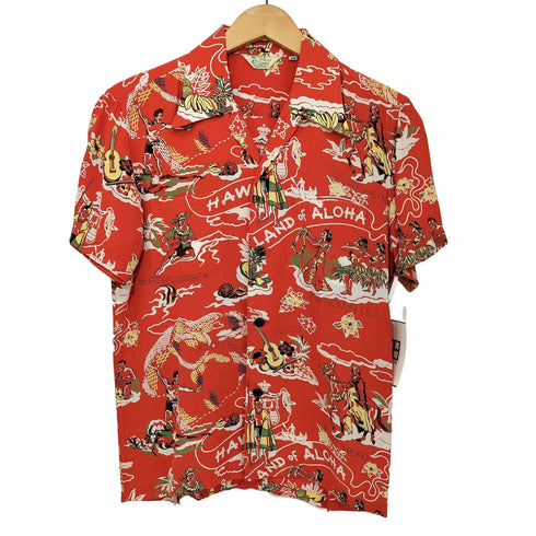 フラットヘッド FLAT HEAD Palms Label 総柄 レーヨン アロハシャツ メンズ JPN:XS