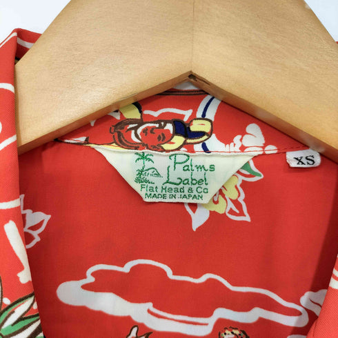 フラットヘッド FLAT HEAD Palms Label 総柄 レーヨン アロハシャツ メンズ JPN:XS