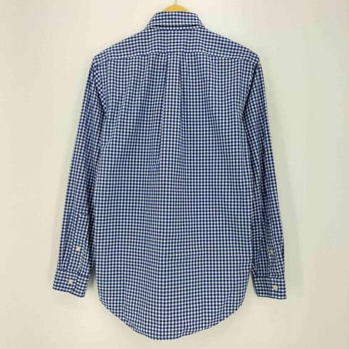 ポロラルフローレン POLO RALPH LAUREN CLASSIC FIT CHECKED PEACHED POPLIN SHIRT 現行QRタグ ギンガムチェック ポニー刺繍 長袖ボタンダウンシャツ メンズ import:S