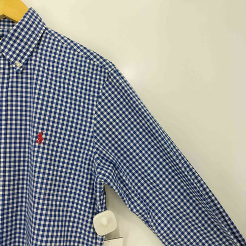 ポロラルフローレン POLO RALPH LAUREN CLASSIC FIT CHECKED PEACHED POPLIN SHIRT 現行QRタグ ギンガムチェック ポニー刺繍 長袖ボタンダウンシャツ メンズ import:S